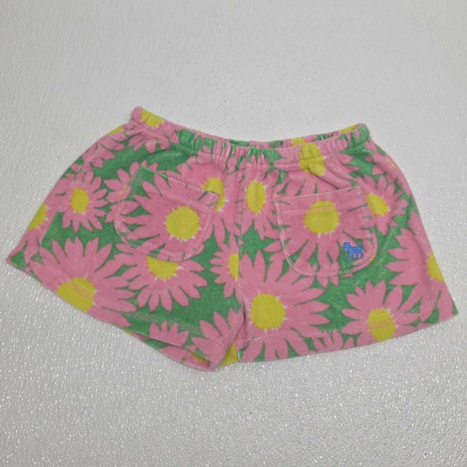Mini Boden Terrycloth Shorts Green & Pink Yellow Flowers Size 9y